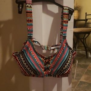 Size 14 multi colored bikini top